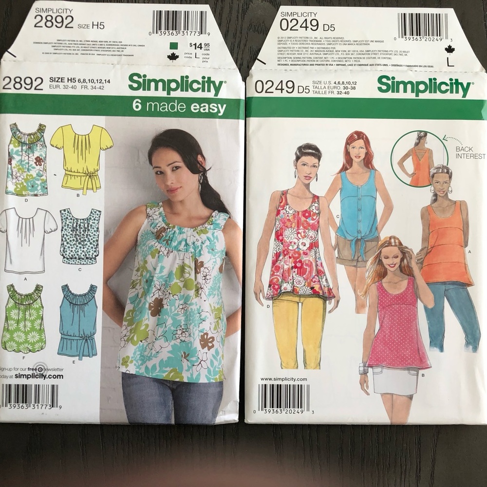 Simplicity 2892 and 0249 Sewing Patterns